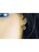 14k жълто бяло злато 585 Emerald обеци VEC093YW-EM Руски съветски USSR Vintage стил Art Deco Style Style