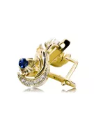 14K Yellow White Gold 585 Sapphire earrings vec093yw-sp Russian Soviet USSR Vintage craft Art Deco style