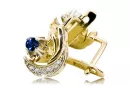14k gelb weiß gold 585 saphhire ohrringe vec093yw-sp russisch sowjetisch ussr vintage craft art deco stil