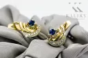 14K žluté bílé zlato 585 Sapphire náušnice VEC093YW-SP Ruský sovětský SSSR Vintage Craft Art Deco Style