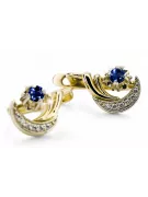 14K Gol galben alb 585 Cercei safir VEC093YW-SP rus Sovietic Ussr Vintage Craft Art Deco Style