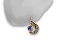 14K Gol galben alb 585 Cercei safir VEC093YW-SP rus Sovietic Ussr Vintage Craft Art Deco Style