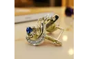 14K Yellow White Gold 585 Sapphire earrings vec093yw-sp Russian Soviet USSR Vintage craft Art Deco style