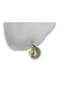 14K Yellow White Gold 585 Yellow Peridot earrings vec093yw-yp Russian Soviet USSR Vintage Jewelry Art Deco style