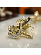 14K Yellow White Gold 585 Yellow Peridot earrings vec093yw-yp Russian Soviet USSR Vintage Jewelry Art Deco style