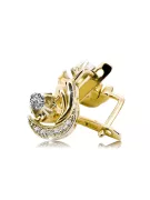 14k Amarillo blanco Oro 585 Pendientes de circón VEC093YW-ZI RUSA SOVIET USSS Vintage Artesanía Art Deco Style