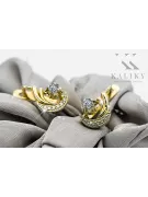 14K Yellow White Gold 585 Zircon earrings vec093yw-zi Russian Soviet USSR Vintage craft Art Deco style