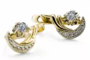 14k Gol galben alb 585 Cercei de zircon VEC093YW-ZI Russia Sovietic Ussr Vintage Craft artly Deco stil