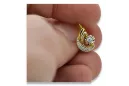 14 Karat Gelb Weißgold 585 Zirkon Ohrringe Vec093YW-Zi Russischer Sowjet UdSSR Vintage Craft Art Deco Style