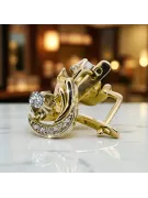 14k žlutá bílá zlato 585 Zirkon náušnice Vec093yw-Zi Ruský sovětský SSSR Vintage Craft Art Deco Style