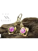 14 كارت من الذهب الأصفر 585 Amethyst أقراط vec017y-am روسي سوفيتي الاتحاد السوفيتي حرف يدوية فينتاج آرت ديكو style Art Deco