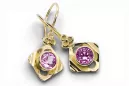 14 كارت من الذهب الأصفر 585 Amethyst أقراط vec017y-am روسي سوفيتي الاتحاد السوفيتي حرف يدوية فينتاج آرت ديكو style Art Deco