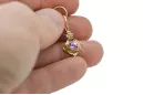 14K жълто злато 585 Amethyst Обеци vec017y-am Руски Съветски СССР Винтидж стил Ар-деко style Art Deco