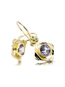 Oro amarillo de 14 quilates 585 Alexandrite pendientes vec017y-ax Ruso Soviético URSS Artesanía vintage Art Deco style