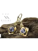 Kolczyki z żółtego 14k złota 585 z Aleksandrytem vec017y-ax Rosyjski Styl Vintage Art Deco