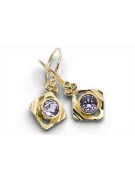 14k žlté zlato 585 Alexandrite náušnice vec017y-ax Russian Soviet USSR Vintage craft Art Deco style
