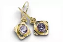 14k žluté zlato 585 Alexandrite náušnice vec017y-ax Russian Soviet USSR Vintage style Art Deco style