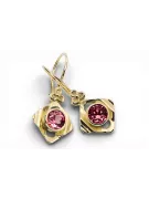 14 Karat Gelbgold 585 Ruby ohrringe vec017y-rb Russisch Sowjetisch UdSSR Vintage Schmuck Art Deco style