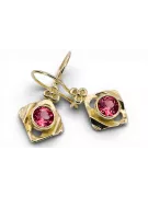 14-ка/желтое золото 585 Ruby Серьги vec017y-rb Русский Советский СССР Винтаж Ар-деко style Art Deco