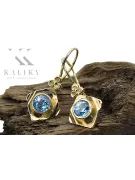 14k žluté zlato 585 Aquamarine náušnice vec017y-aq Russian Soviet USSR Vintage style Art Deco style