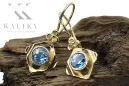 14k žluté zlato 585 Aquamarine náušnice vec017y-aq Russian Soviet USSR Vintage style Art Deco style