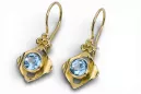 14k žlté zlato 585 Aquamarine náušnice vec017y-aq Russian Soviet USSR Vintage Art Deco style