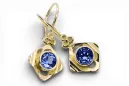 Aur galben 14K 585 Sapphire cercei vec017y-sp Rusesc Sovietic URSS Vintage bijuterii Art Deco style