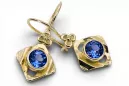 14-ка/желтое золото 585 Sapphire Серьги vec017y-sp Русский Советский СССР Винтаж стиль Ар-деко style Art Deco