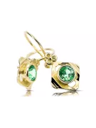 14 كارت من الذهب الأصفر 585 Emerald أقراط vec017y-em روسي سوفيتي الاتحاد السوفيتي حرف يدوية فينتاج آرت ديكو style Art Deco