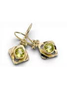 14K жълто злато 585 Yellow Peridot Обеци vec017y-yp Руски Съветски СССР Винтидж Ар-деко style Art Deco