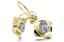 Or jaune 14 carats 585 Zircon des boucles d'oreilles vec017y-zi Russe Soviétique URSS Bijoux vintage Art Deco style