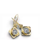 14k žlté zlato 585 Zircon náušnice vec017y-zi Russian Soviet USSR Vintage style Art Deco style