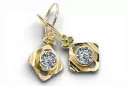 Or jaune 14 carats 585 Zircon des boucles d'oreilles vec017y-zi Russe Soviétique URSS Bijoux vintage Art Deco style