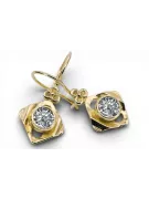 14k žlté zlato 585 Zircon náušnice vec017y-zi Russian Soviet USSR Vintage style Art Deco style