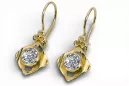 14k žlté zlato 585 Zircon náušnice vec017y-zi Russian Soviet USSR Vintage style Art Deco style
