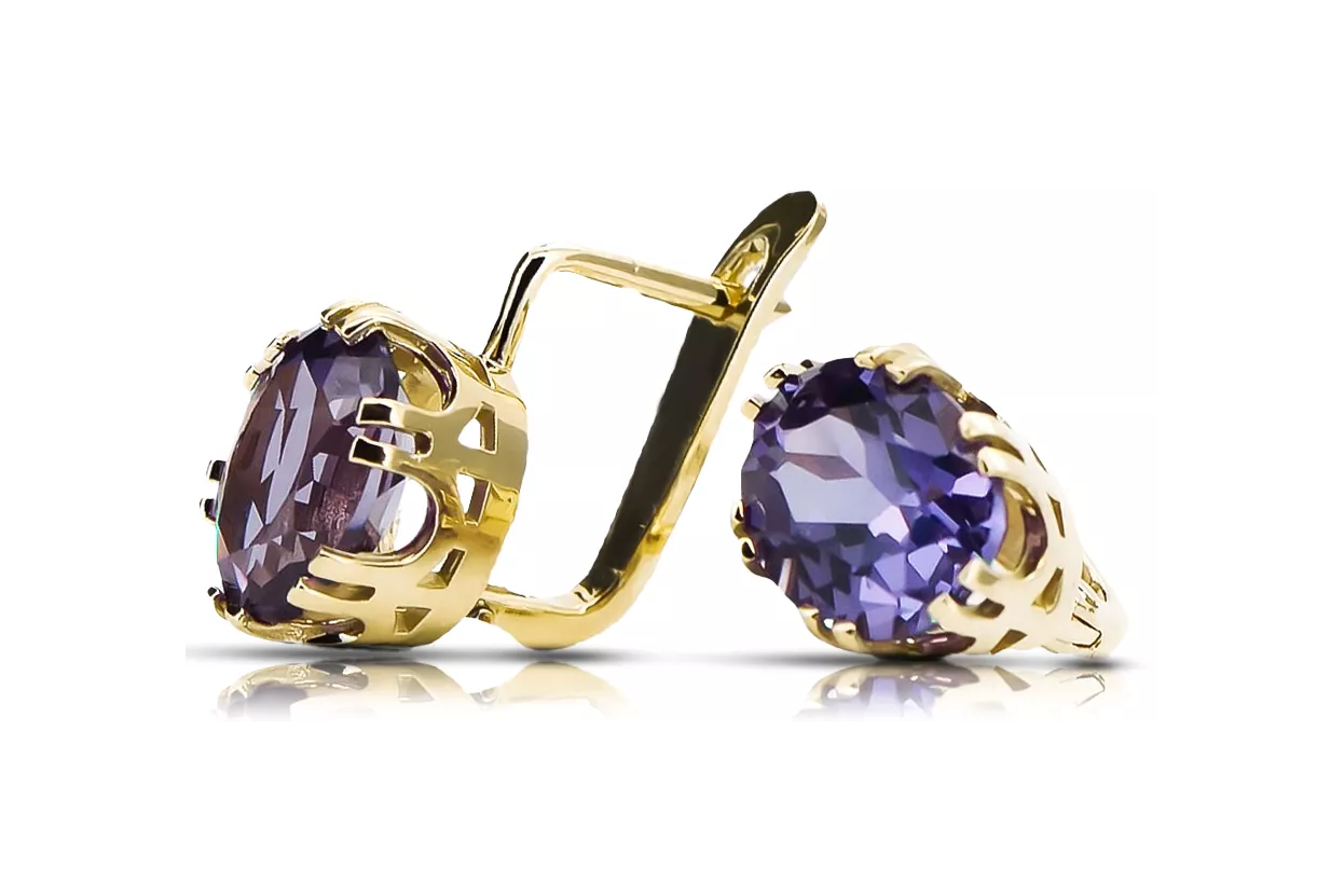 14 Karat Gelbgold 585 Alexandrite ohrringe vec016y-ax Russisch Sowjetisch UdSSR Vintage Stil Art Deco style