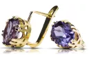 Or jaune 14 carats 585 Alexandrite des boucles d'oreilles vec016y-ax Russe Soviétique URSS Vintage Art Deco style