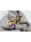 Kolczyki z żółtego 14k złota 585 z Aleksandrytem vec016y-ax ZSRR styl Vintage Biżuteria Art Deco