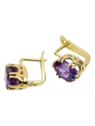 Yellow 14k gold 585 Alexandrite earrings vec016y-ax Russian Soviet USSR Vintage craft Art Deco style