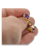 14k geltonas auksas 585 Alexandrite auskarai vec016y-ax Rusų Tarybinis TSRS Vintažiniai papuošalai Art Deco style Rusiškas sovie