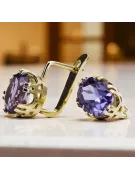Oro amarillo de 14 quilates 585 Alexandrite pendientes vec016y-ax Ruso Soviético URSS Joyería vintage Art Deco style