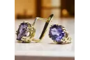 14 كارت من الذهب الأصفر 585 Alexandrite أقراط vec016y-ax روسي سوفيتي الاتحاد السوفيتي مجوهرات فينتاج آرت ديكو style Art Deco