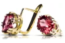 Aur galben 14K 585 Ruby cercei vec016y-rb Rusesc Sovietic URSS Vintage bijuterii Art Deco style