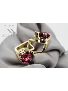 14k žlté zlato 585 Ruby náušnice vec016y-rb Russian Soviet USSR Vintage Art Deco style