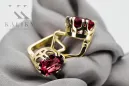 Oro amarillo de 14 quilates 585 Ruby pendientes vec016y-rb Ruso Soviético URSS Artesanía vintage Art Deco style