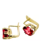 Yellow 14k gold 585 Ruby earrings vec016y-rb Russian Soviet USSR Vintage Art Deco style