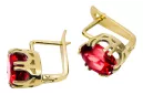 Yellow 14k gold 585 Ruby earrings vec016y-rb Russian Soviet USSR Vintage Art Deco style