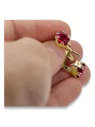 Aur galben 14K 585 Ruby cercei vec016y-rb Rusesc Sovietic URSS Vintage bijuterii Art Deco style