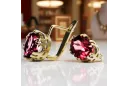 14k geltonas auksas 585 Ruby auskarai vec016y-rb Rusų Tarybinis TSRS Vintage Art Deco style Sovietinis vintažo papuošalų stilius