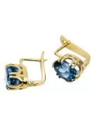 Aur galben 14K 585 Aquamarine cercei vec016y-aq Rusesc Sovietic URSS Vintage bijuterii Art Deco style